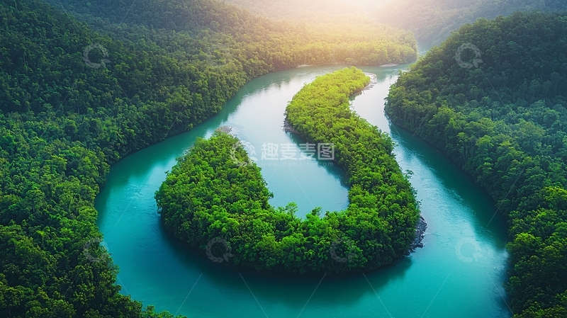 高清大图下载【趣麦麦图】春季森林的青草河流