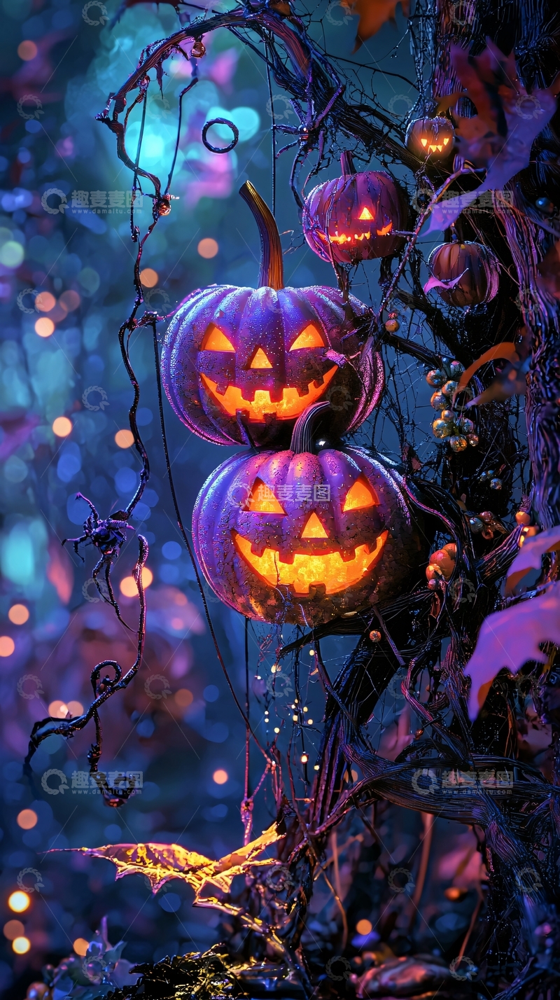 高清大图下载【趣麦麦图】万圣节南瓜灯装饰场景