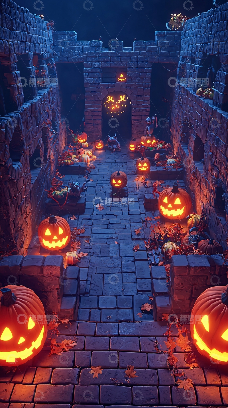 高清大图下载【趣麦麦图】万圣节南瓜灯迷宫