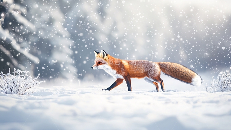 高清大图下载【趣麦麦图】雪地里的狐狸