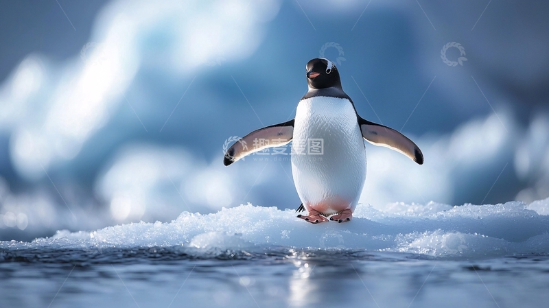 高清大图下载【趣麦麦图】企鹅在冰面上的场景