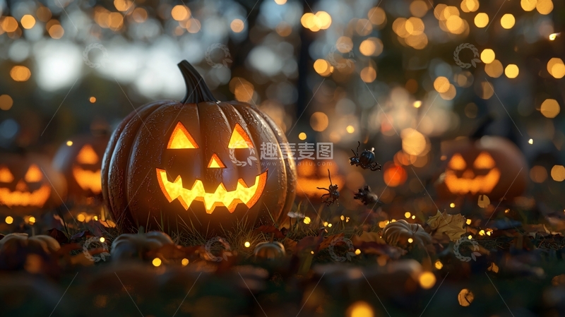 高清大图下载【趣麦麦图】万圣节南瓜灯夜景
