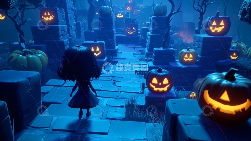 高清大图下载【趣麦麦图】万圣节南瓜灯迷宫