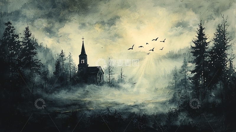 高清大图下载【趣麦麦图】幽谷深处的教堂