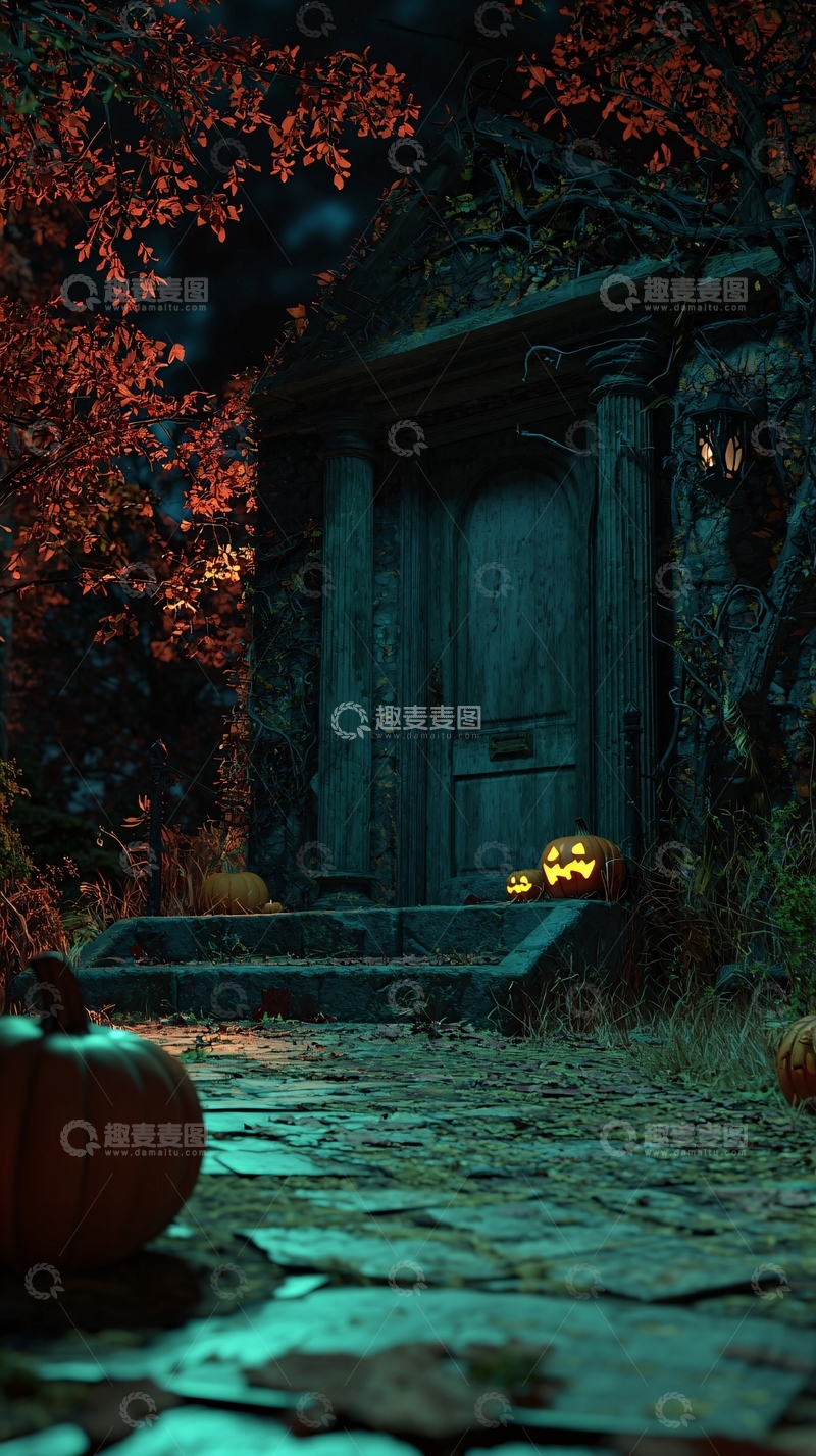 高清大图下载【趣麦麦图】万圣节夜晚的神秘小屋