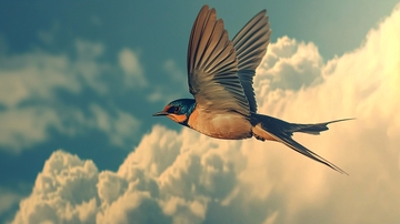 燕子飞翔于云间