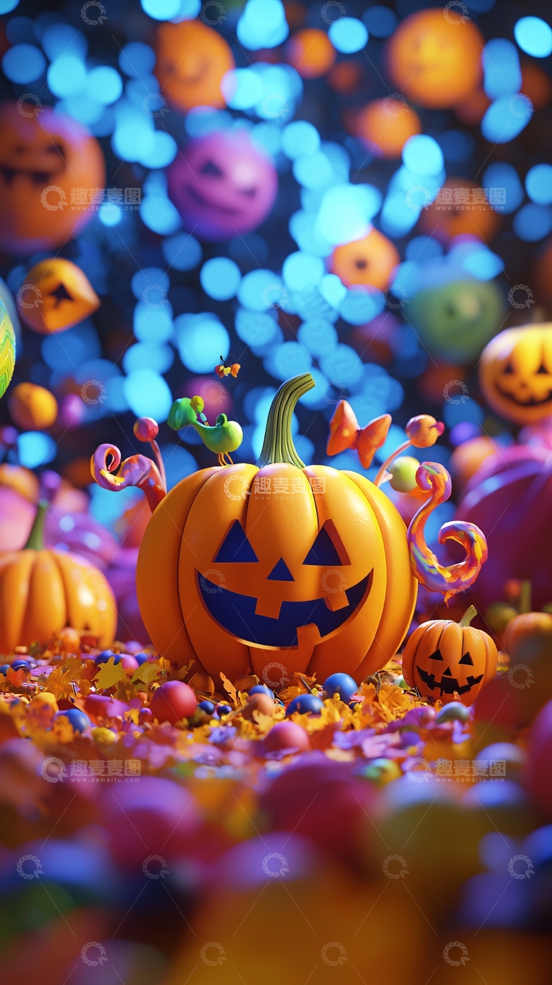 高清大图下载【趣麦麦图】万圣节南瓜糖果派对背景