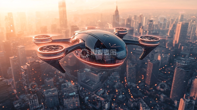 高清大图下载【趣麦麦图】无人机与空中配送