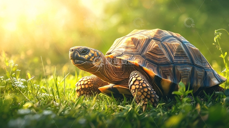 高清大图下载【趣麦麦图】-阳光下的乌龟自然风光