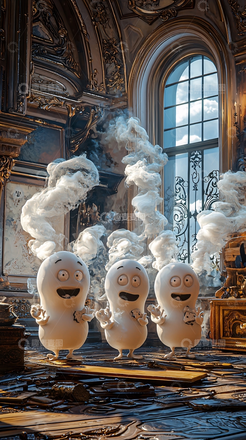 高清大图下载【趣麦麦图】卡通幽灵在华丽房间