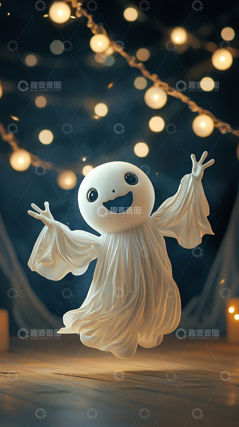 高清大图下载【趣麦麦图】可爱卡通幽灵夜景灯饰