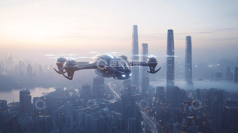 高清大图下载【趣麦麦图】未来城市与飞行器