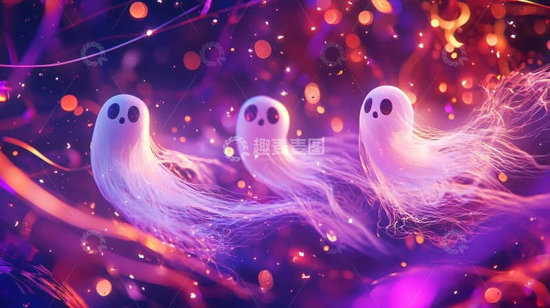 高清大图下载【趣麦麦图】梦幻紫色幽灵背景素材