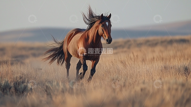 高清大图下载【趣麦麦图】骏马驰骋草原风光