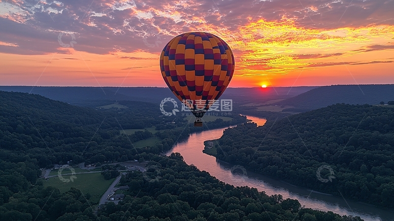 高清大图下载【趣麦麦图】热气球映照的自然奇观
