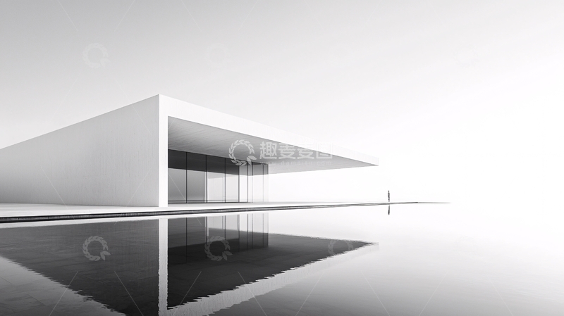 高清大图下载【趣麦麦图】极简风格的建筑与倒影