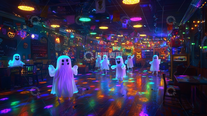 高清大图下载【趣麦麦图】万圣节主题酒吧舞会场景