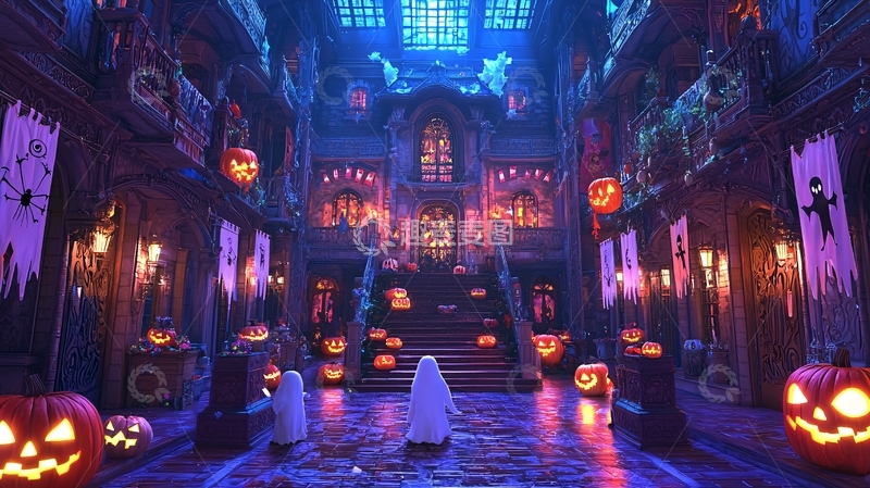 高清大图下载【趣麦麦图】万圣节主题鬼屋场景