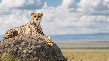 猎豹在岩石上休息