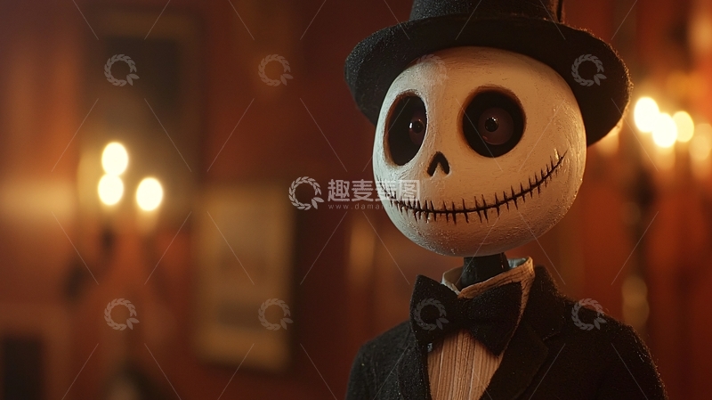 高清大图下载【趣麦麦图】万圣节骷髅绅士装扮