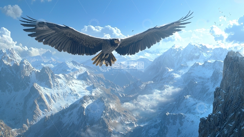 高清大图下载【趣麦麦图】翱翔于雪山之上的雄鹰