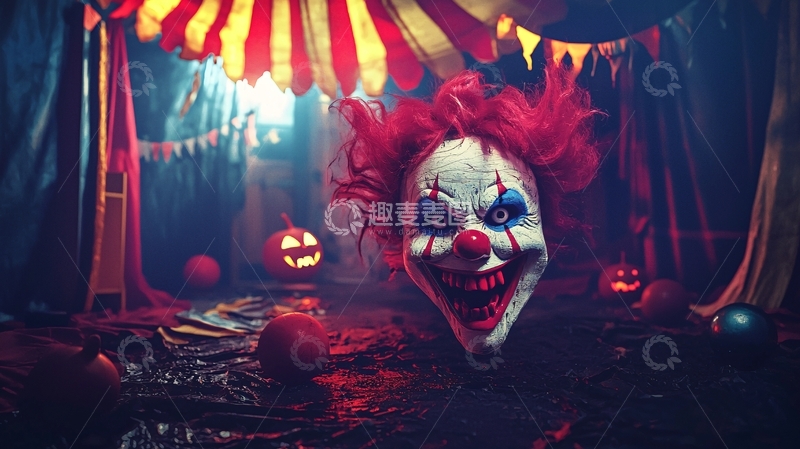 高清大图下载【趣麦麦图】万圣节恐怖小丑面具场景