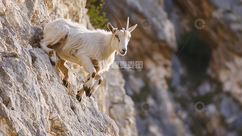 高清大图下载【趣麦麦图】山羊攀岩自然风光