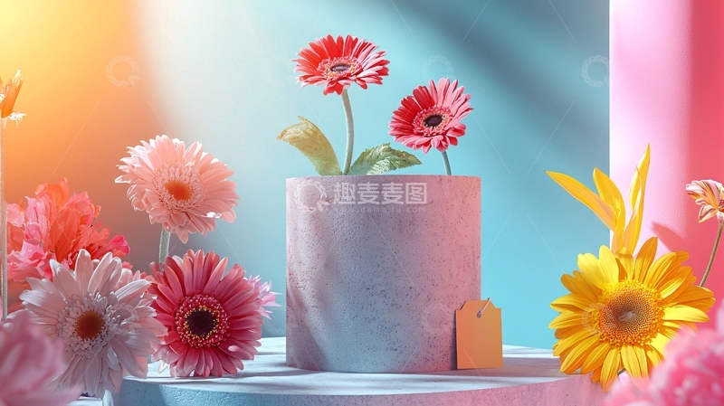 高清大图下载【趣麦麦图】春季大促展台背景