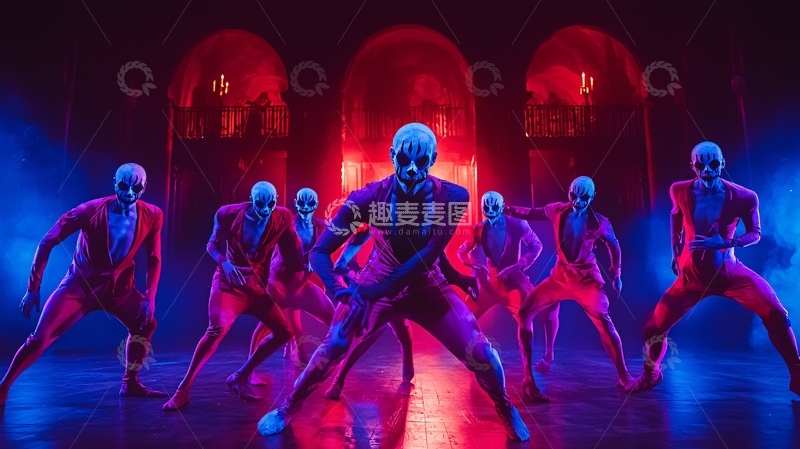 高清大图下载【趣麦麦图】骷髅舞者舞台表演