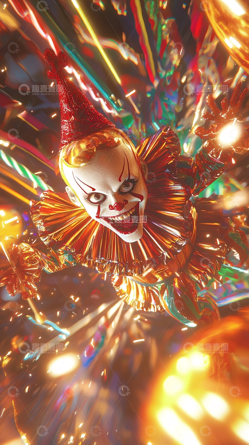 高清大图下载【趣麦麦图】万圣节恐怖小丑装扮背景