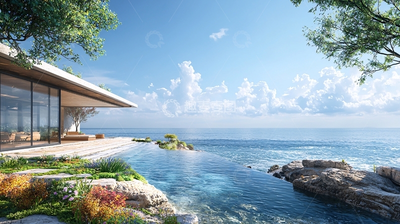 高清大图下载【趣麦麦图】悬崖生态庭院别墅