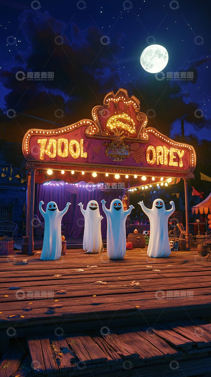 高清大图下载【趣麦麦图】万圣节鬼魂舞台表演