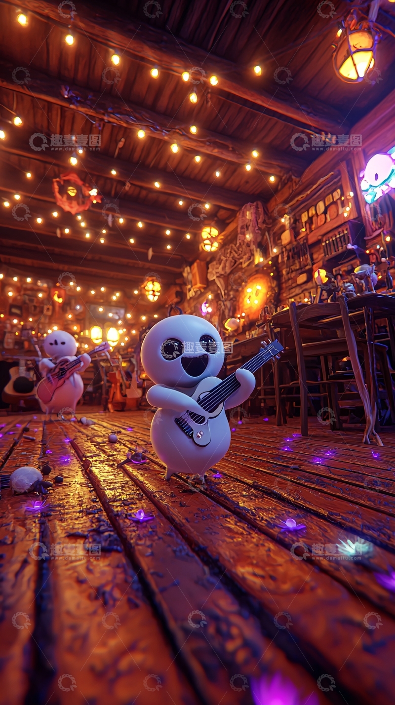 高清大图下载【趣麦麦图】梦幻酒吧里的音乐精灵