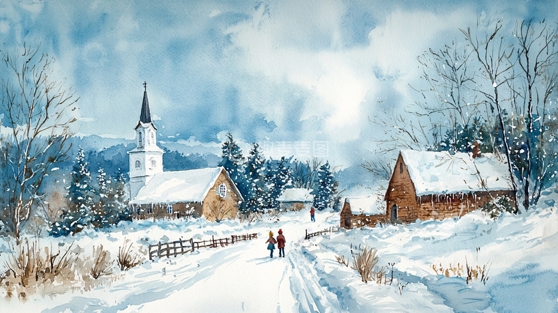 高清大图下载【趣麦麦图】冬季乡村雪景