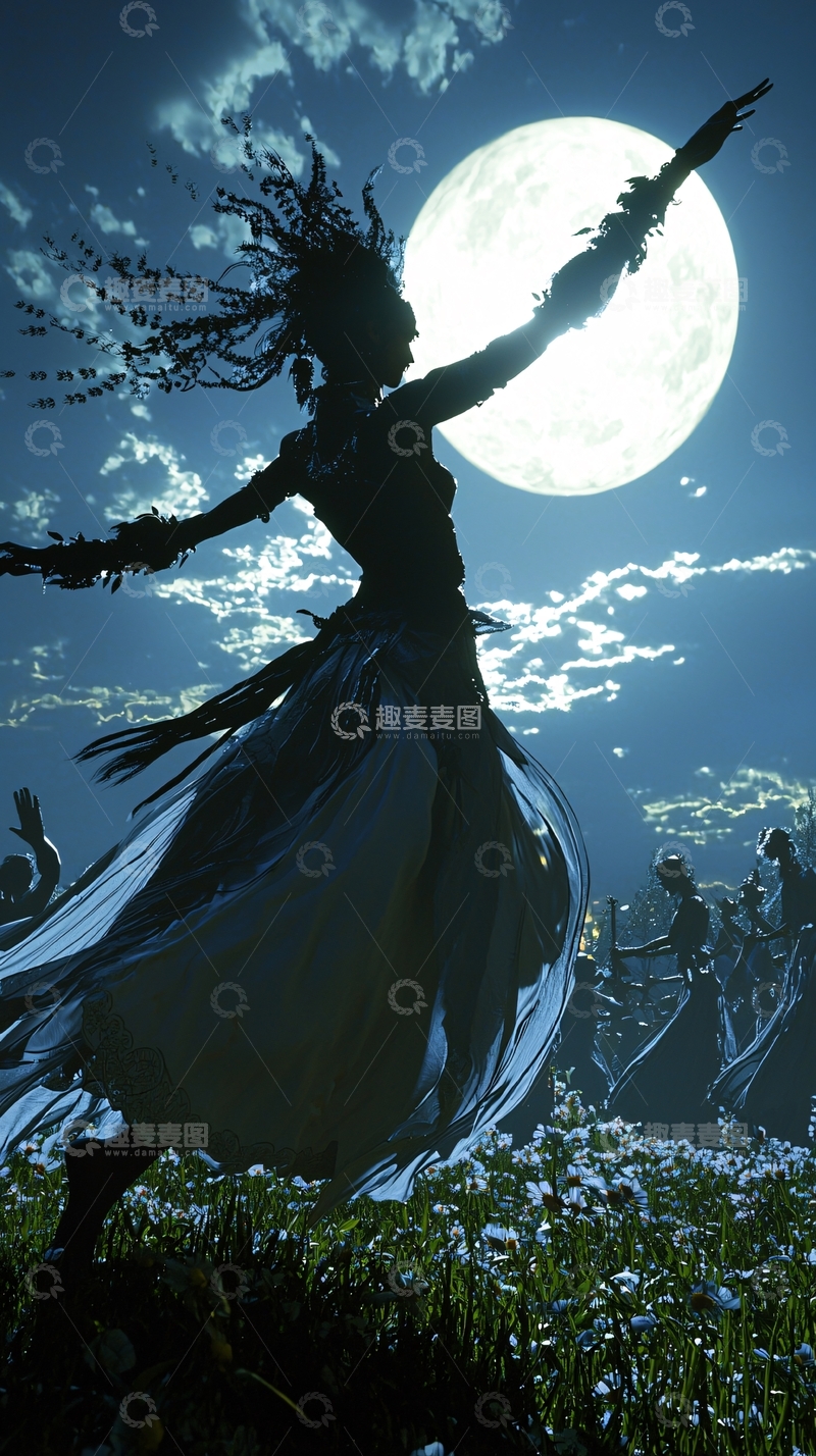 高清大图下载【趣麦麦图】月光下的舞者