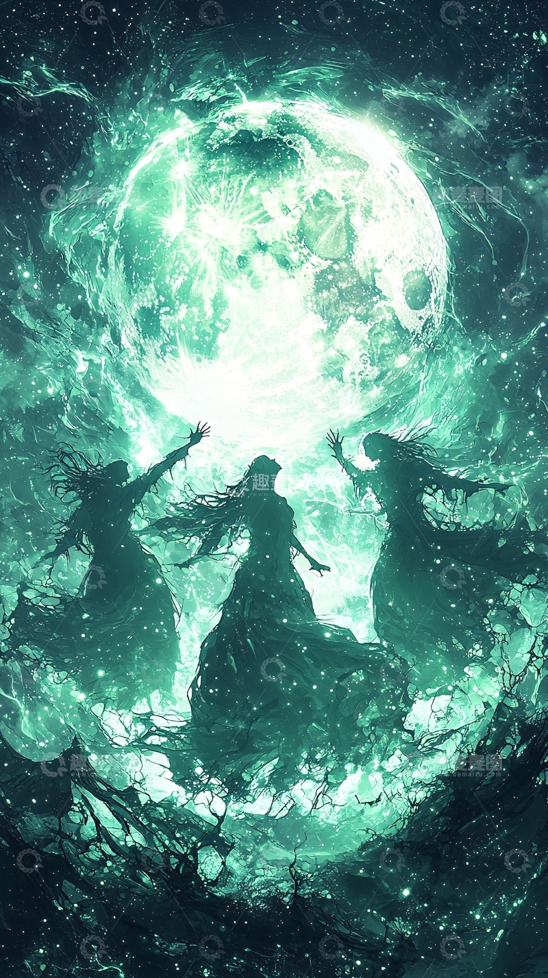 高清大图下载【趣麦麦图】月光下的神秘舞者