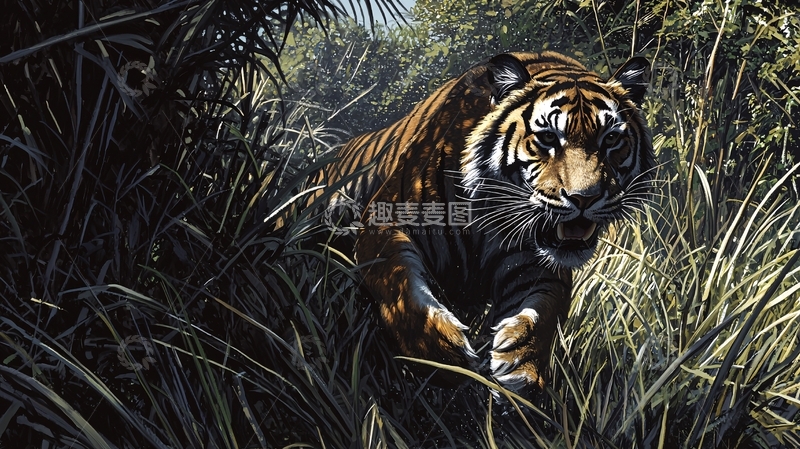 高清大图下载【趣麦麦图】丛林中的老虎