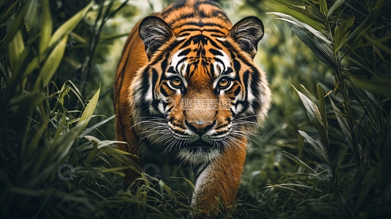 高清大图下载【趣麦麦图】丛林中的老虎