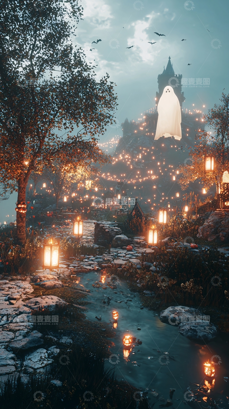 高清大图下载【趣麦麦图】幽灵城堡下的灯火辉煌