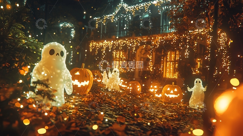 高清大图下载【趣麦麦图】万圣节夜晚装饰场景