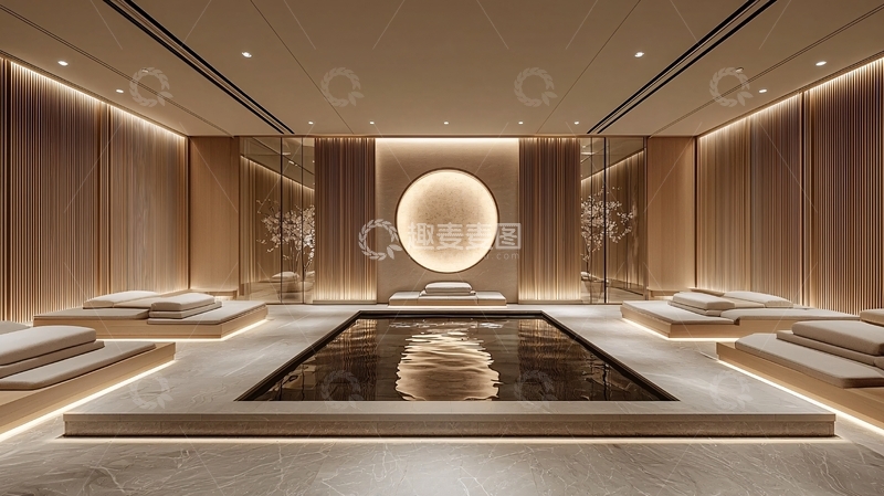 高清大图下载【趣麦麦图】带水景的别墅家庭休闲区设计