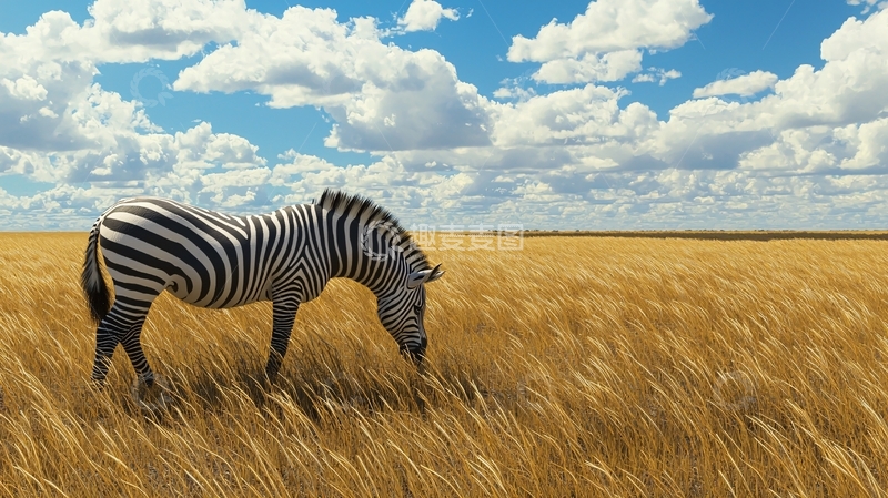 高清大图下载【趣麦麦图】草原上的斑马