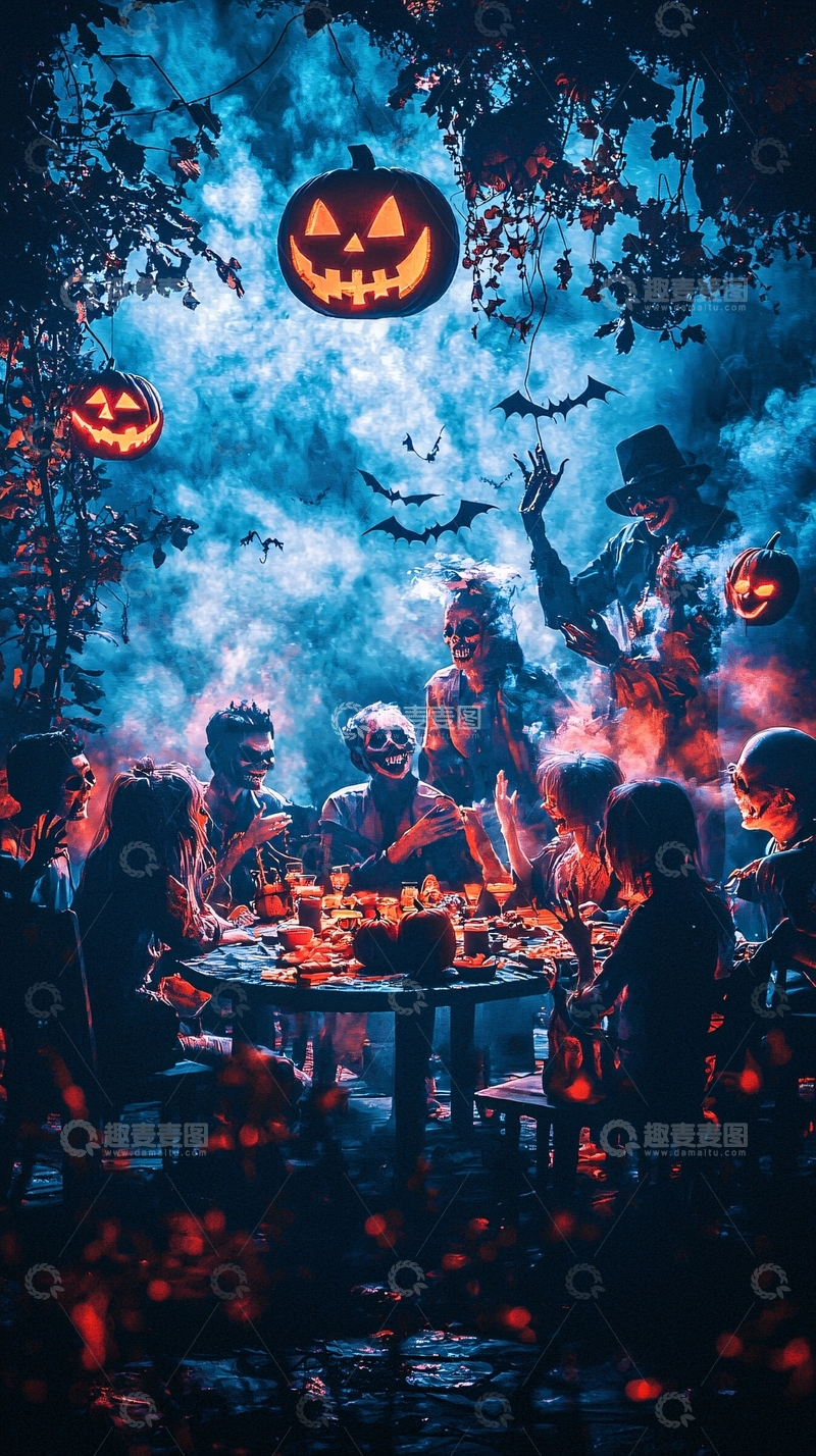 高清大图下载【趣麦麦图】万圣节夜晚聚会