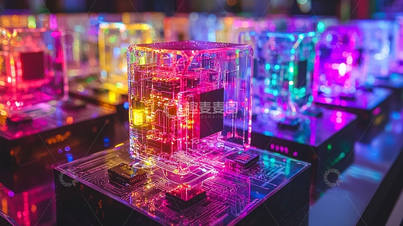 高清大图下载【趣麦麦图】透明芯片光晕背景