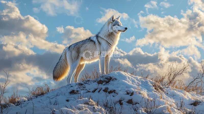 高清大图下载【趣麦麦图】雪地上的狼高清图片
