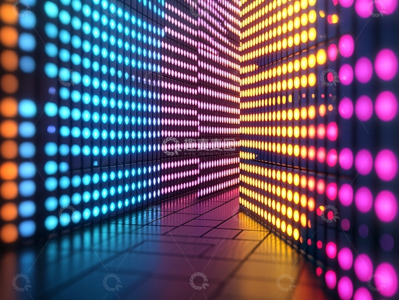 高清大图下载【趣麦麦图】炫彩网格光影背景