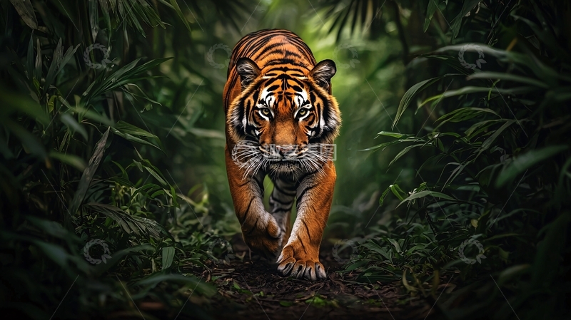 高清大图下载【趣麦麦图】丛林中的老虎