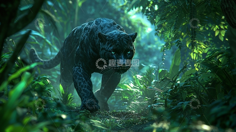 高清大图下载【趣麦麦图】黑豹丛林探险