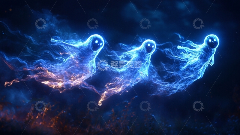 高清大图下载【趣麦麦图】蓝色幽灵飘浮夜景