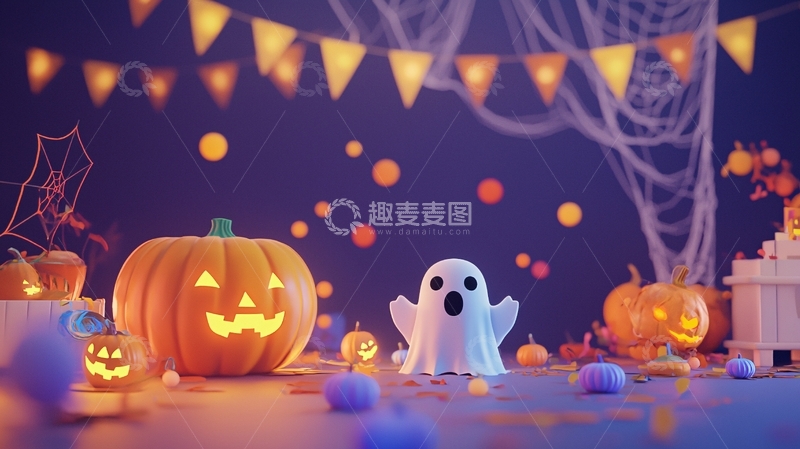 高清大图下载【趣麦麦图】万圣节主题装饰场景